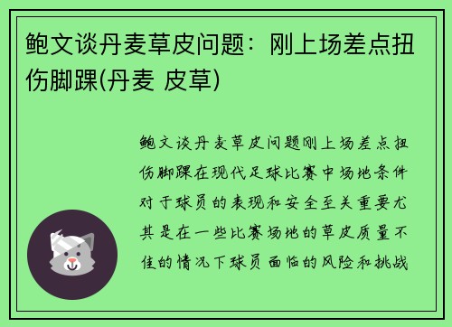 鲍文谈丹麦草皮问题：刚上场差点扭伤脚踝(丹麦 皮草)